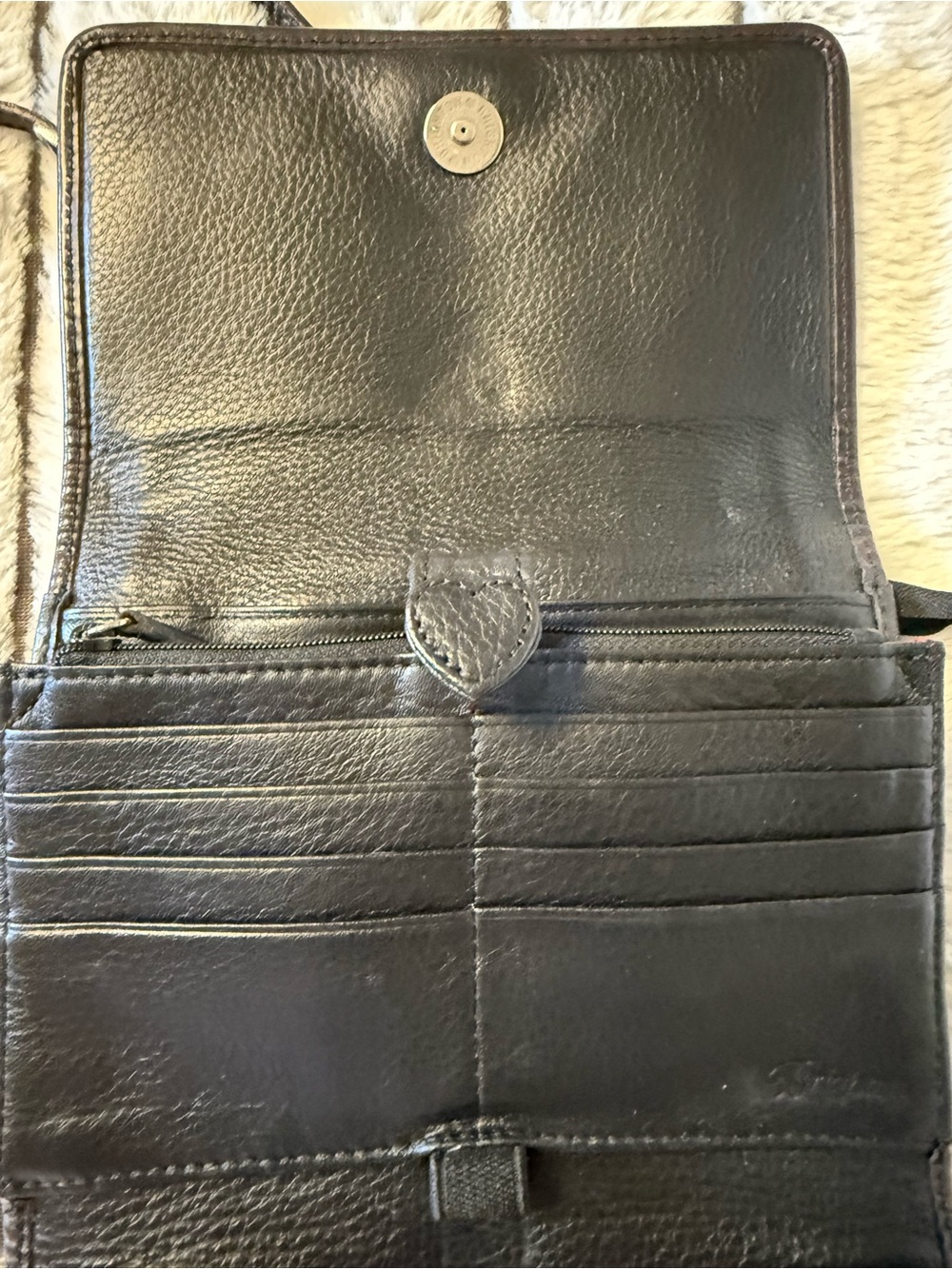 Brighton Black and Dark Brown Leather Crossbody with Croc Accents - Picture 6 of 13